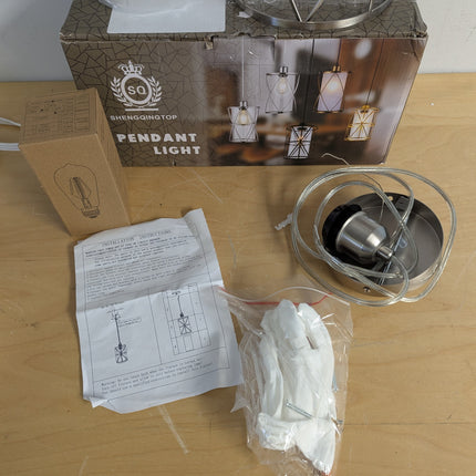 SHENGQINGTOP Modern Mini Pendant Light with Clear Glass, Brushed Nickel Transiti