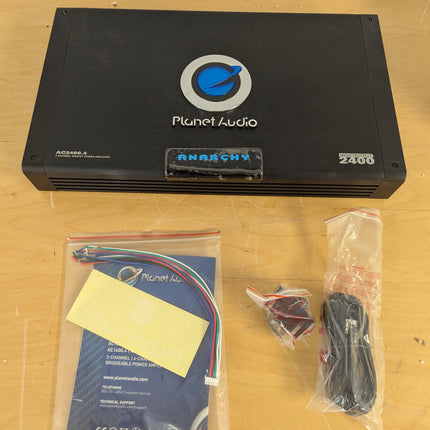 Planet Audio AC2400.4 Anarchy 2400W 4-Channel Car Amplifier, Class A/B MOSFET, 2 and 4 Ohm Stable, Bridgeable with Crossovers