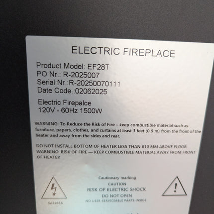 Dreamflame 30 inch Wide Electric Fireplace Inserts, Wall Fireplace Electric with