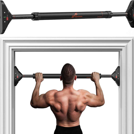 Sportneer Pull Up Bar: Strength Training Chin up Bar without Screws - Adjustable 29.5''-37'' Width Locking Mechanism Pull-up Bar for Doorway - Max Load 440lbs for Home Gym Upper Body Workout, Non-slip