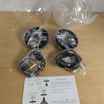 Frideko 2pc Glass Pendant Light - 7.9 inches Globe Pendant Light, Vintage Pendan