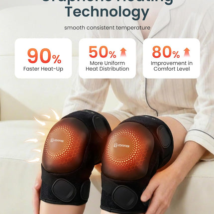 COMFIER Cordless Knee Massager with Heat and Vibration, Graphene Heating for Kne