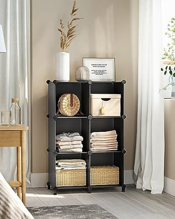 SONGMICS 6 Cube Storage Organizer, DIY Closet Shelf, Plastic Clothes Organizer,