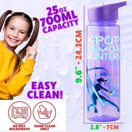 KPop Demon Hunters Officially Licensed Huntrix Water Bottle for Girls, 25oz Leak