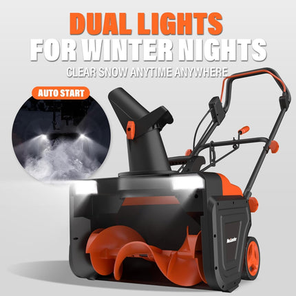 MAXLANDER Corded Electric Snow Blower, 20 Inch 15A Electric Snow Thrower with Du