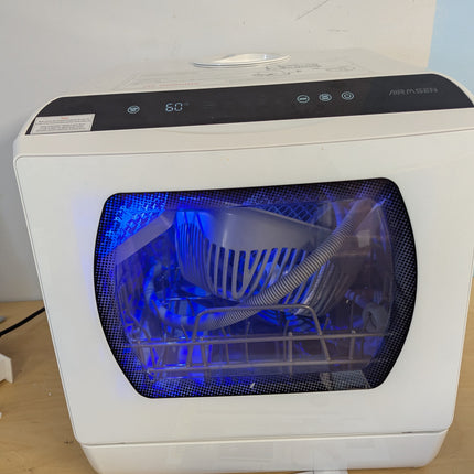 AIRMSEN AE-TDQR03 Countertop Portable Dishwasher, Compact Mini Dishwasher with 5