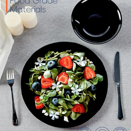 LaGlint Dinnerware Sets for 4, 12 Pieces Opal Glass Plates and Bowls Set, Dishwa