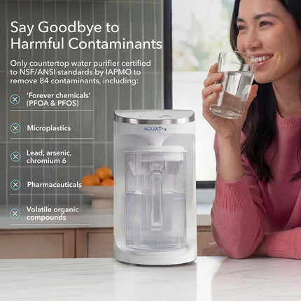 AquaTru Carafe Smart Alkaline Countertop Water Purifier, 4-Stage Reverse Osmosis Filter for PFAS & 80+ Contaminants