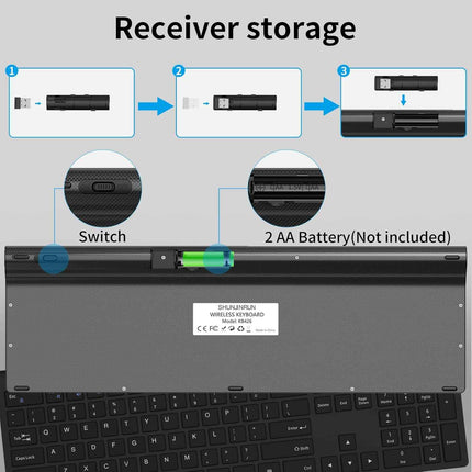 Wireless Keyboard, 2.4G USB Slim Silent Cordless Keyboard for Windows Chrome Lap