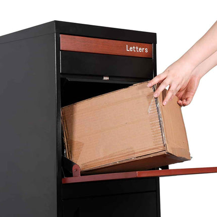 POST2HOME Metal Parcel Drop Box Outdoor, Secure Free Standing Package Delivery Box for Porch, Flat Pack Easy Assembly Postbox
