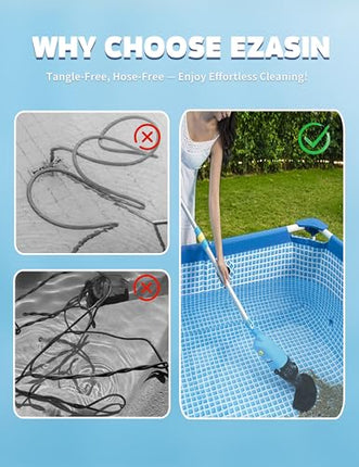 Pool Vacuum Cleaner for Above Ground Pool & In Ground Cordless Rechargeable Pool