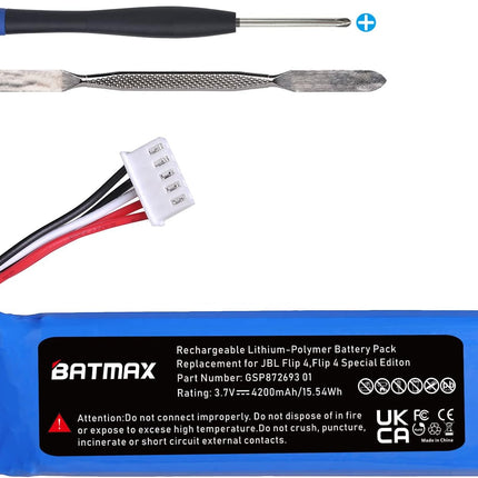 Batmax 1Pc 4200mAh Battery for JBL Flip 4, Flip 4 Special Edition, JBL GSP872693