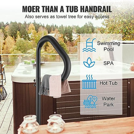 VEVOR Hot Tub Handrail, 360 Rotatable Spa Side Handrail with 35"-57" Adjustable