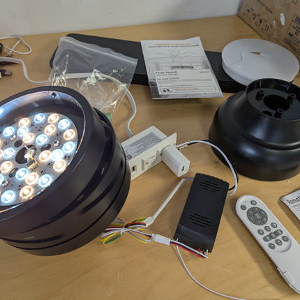 FAULTY Black Ceiling Fans with Lights - 46" Flush Mount Ceiling Fan with Remote