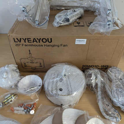 LVYEAYOU Chandelier Ceiling Fan, 20" Farmhouse Fandelier Ceiling Fans with Light