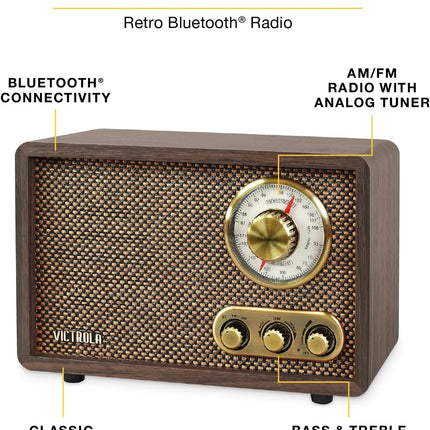 Victrola Willow – Retro Wood Bluetooth Radio with Built-in Speakers: Elegant & V