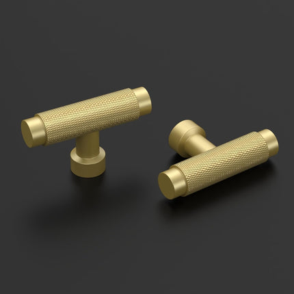 Amerdeco 8 Pack Brushed Gold Knurled Cabinet Knobs Kitchen Cabinet Pulls for Dra