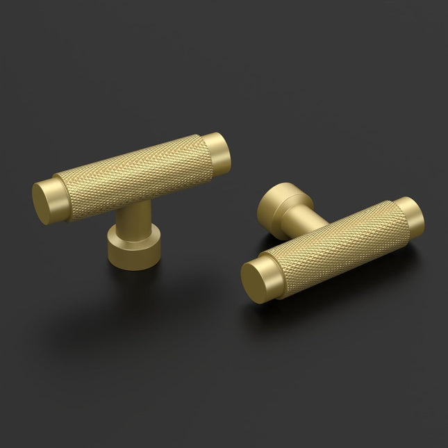 Amerdeco 8 Pack Brushed Gold Knurled Cabinet Knobs Kitchen Cabinet Pulls for Dra