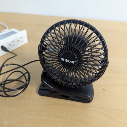 BESKAR USB Powered Clip on Fan, Portable Small Fan with Cord, 3 Speeds