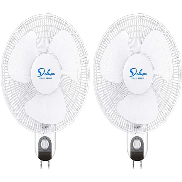 Amucolo 2 Pack 16 in. Indoor White Wall Mount Fan with Adjustable Tilt