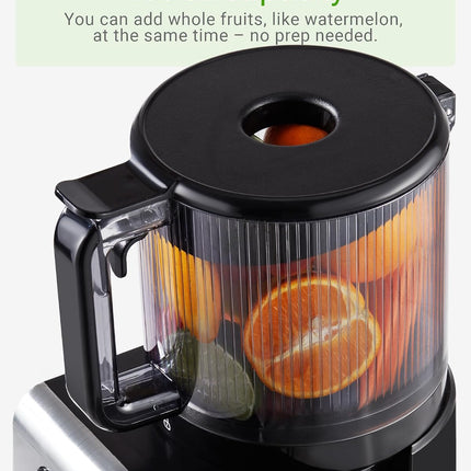 TUUMIIST Cold Press Juicer Machine, 350W Slow Masticating Juicer with 6.5 in Wide Feed Chute & 100 oz Hopper