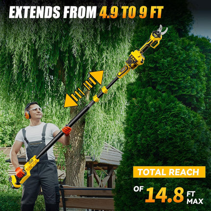2-in-1 Electric Pole Pruning Shears Cordless Compatibility with DEWALT 20V MAX B
