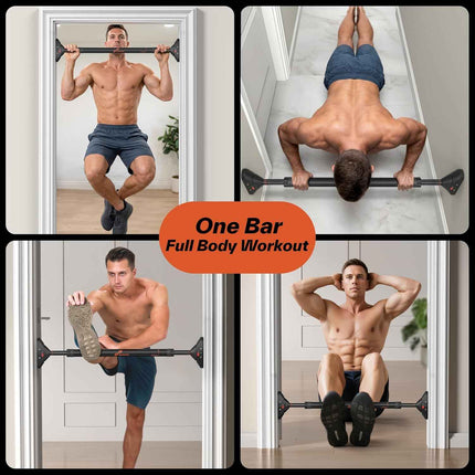 Sportneer Pull Up Bar: Strength Training Chin up Bar without Screws - Adjustable 29.5''-37'' Width Locking Mechanism Pull-up Bar for Doorway - Max Load 440lbs for Home Gym Upper Body Workout, Non-slip