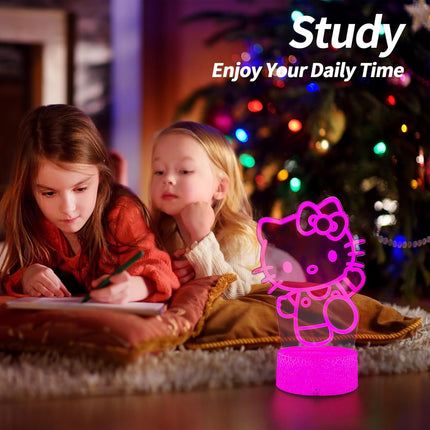 Cat Night Light Cute Night Light - Anime Charater 16 Color Change Decor Kitty La