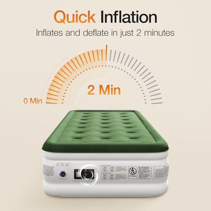 Zearna Twin Air Mattress with Built in Pump - Inflatable Mattress Single, 2 Mins