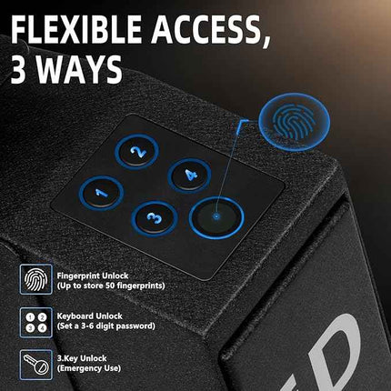 Urban Deco Biometric Gun Safe for Handgun with Quick Access Sliding Door Pistol Safes Mounted Nightstand, Desk, Wall, Vehicle, Bedside, Car Gun Safe Box with Fingerprint, PIN Code, KEY Access https://a.co/d/0g2VGo1g