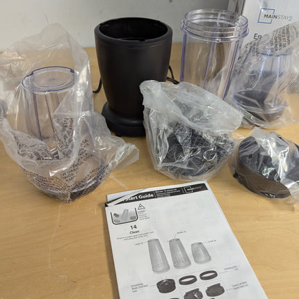 Mainstays 10-Piece Blender Set, Black, 300W, with 3 Jars (10oz, 16oz, 18oz; AS),