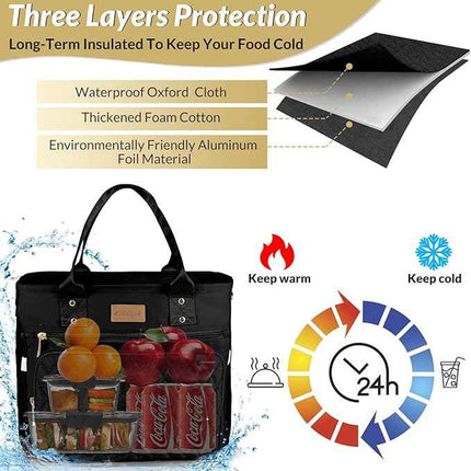 EASYA Large Insulated Lunch Bag for Work, Women's Nylon Thermal Lunch Box, Leakp