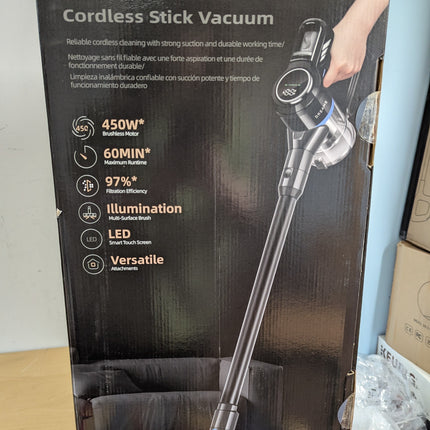DREAME J30-W Cordless Stick Vacuum, 450W Suction, 65 Min Runtime, LED Display