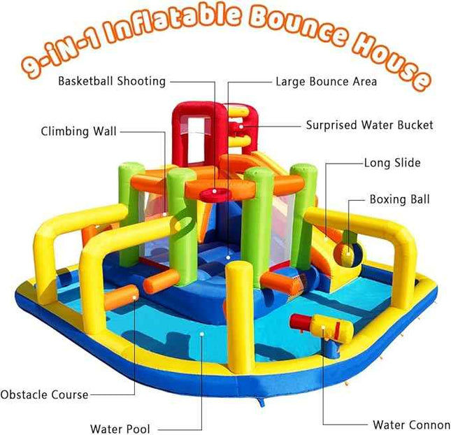Umbalir Inflatable Obstacle Bounce House, Kids Bounce House Water Park with Wate