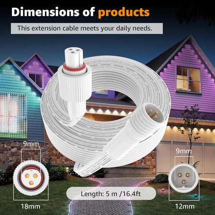 Norward Extension Cable for Govee Permanent Outdoor Lights, IP68 Waterproof Exte