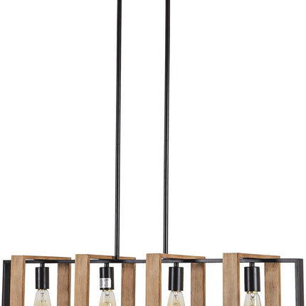 Black Farmhouse Pendant Light,1-Light Small Chandelier,Wood Dining Room Light Fi