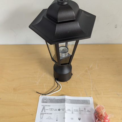 WISBEAM Outdoor Post Light, E26 Pole Lantern with Aluminum Housing & Glass, 60W Max, Wet Rated, Black Rustic