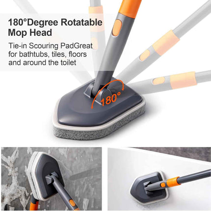 CLEANHOME Tile Tub Scrubber Brush with 3 Different Function Cleaning Heads and 5
