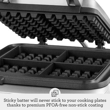 Breville BREBWM640XL 4 Slice Waffle Maker, silver