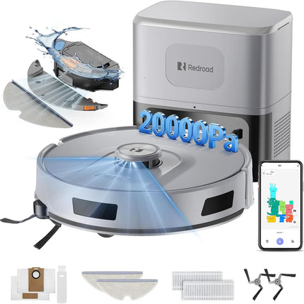 Redroad R11 Robot Vacuum and Mop, 20000Pa Suction, 120-Day Self-Emptying 4L Dust Bag, LiDAR Navigation, Alexa & App