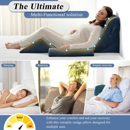 Axelrod Orthopedic Bed Wedge Pillow Set, Post Surgery Foam for Back, Neck and Le
