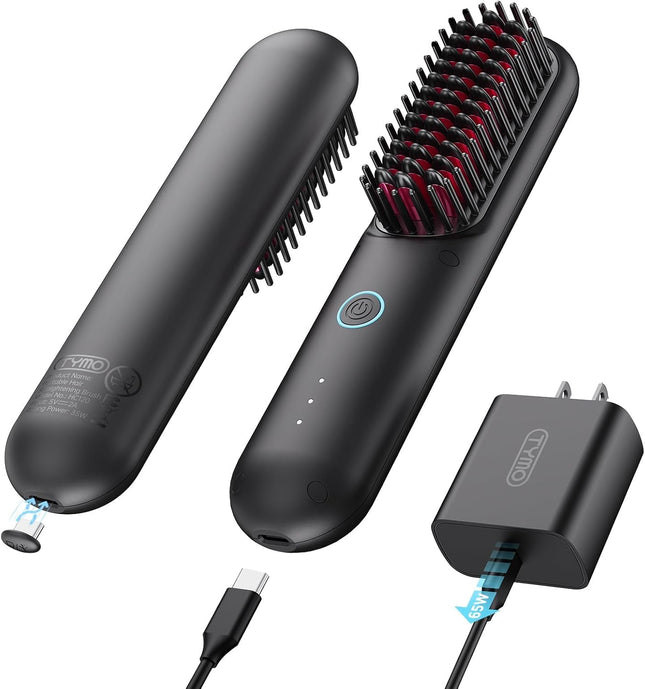TYMO Cordless Hair Straightener Brush - Porta PRO Portable Straightening Brush f