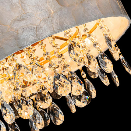 LumFurn 4-Light Capiz Shell Drum Crystal Chandeliers, Perfect Light Fixture for