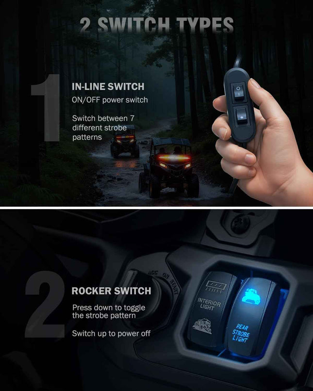 Lupar 30'' UTV LED Chase Light Bar w/ 1.75''-2'' Roll Cage Mount Bracket Rear Ch