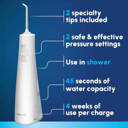 Waterpik Cordless Pulse Rechargeable Portable Water Flosser for Teeth, Gums, Bra
