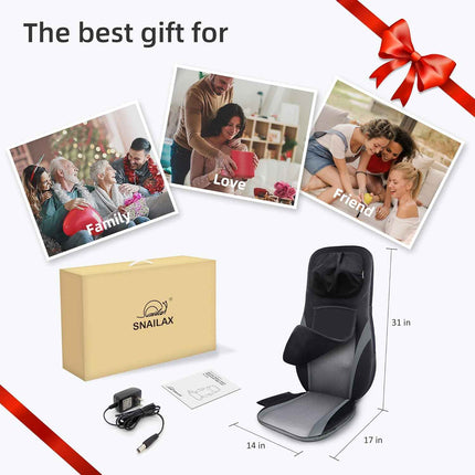 Snailax Shiatsu Back Massager With Heat - Deep Kneading Chair Pad, Adjustable In