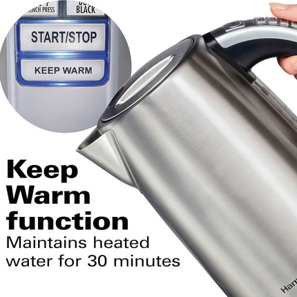 Hamilton Beach Variable Temperature Electric Kettle, 1.7 L, 1500W, 6 Presets, Ke