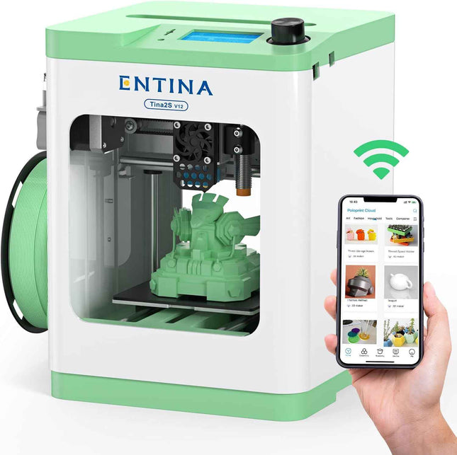 Entina Tina2S 3D Printers with WiFi Cloud Printing, Huge Models Library, Fully A