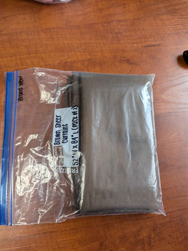 Brown sheer curtains 52"W x 84"L pack of 2