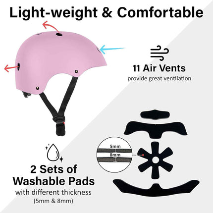 Skateboard Bike Helmet, Lightweight Adjustable, Multi-Sport for Bicycle Skate Sc